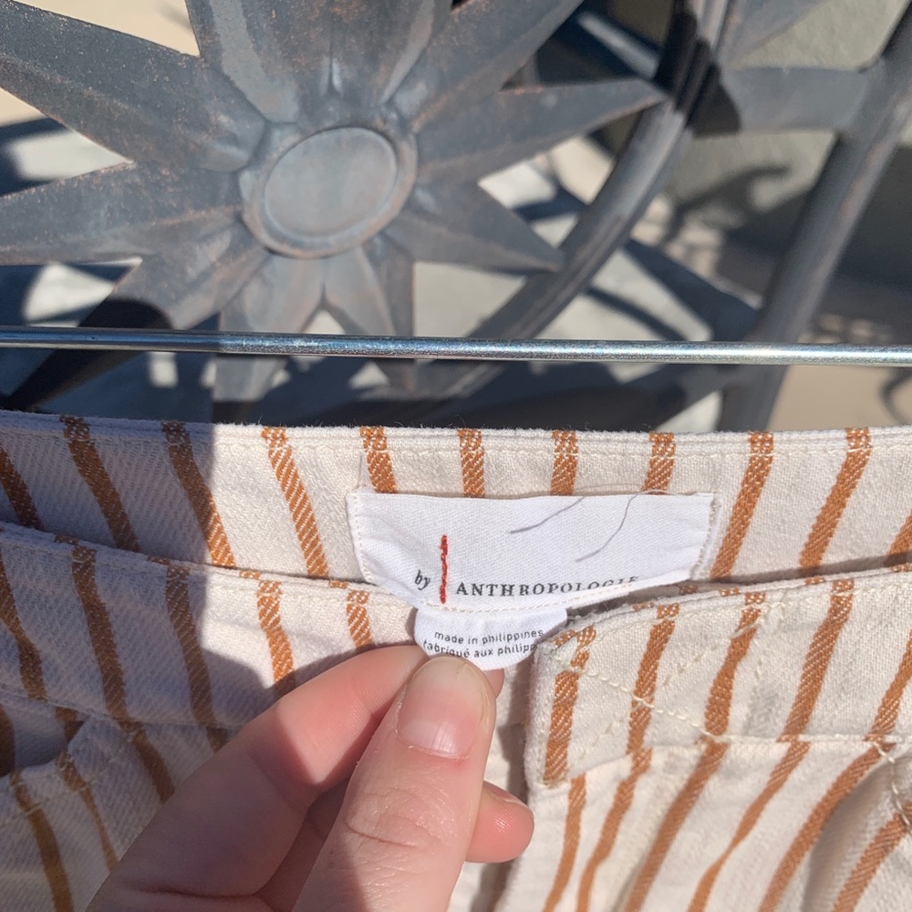 Anthropologie Orange and Cream Striped Pants Jeans - Picture 6 of 7